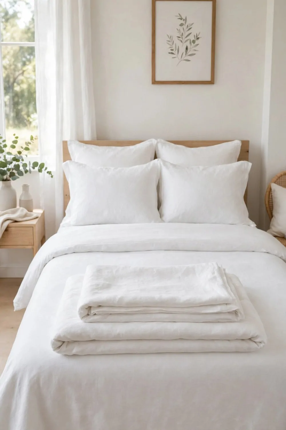 30 Design Ideas to Steal for Every Room in Your Home 4 A neatly made bed with crisp white bedding, folded layers and plump pillows in a calm bedroom