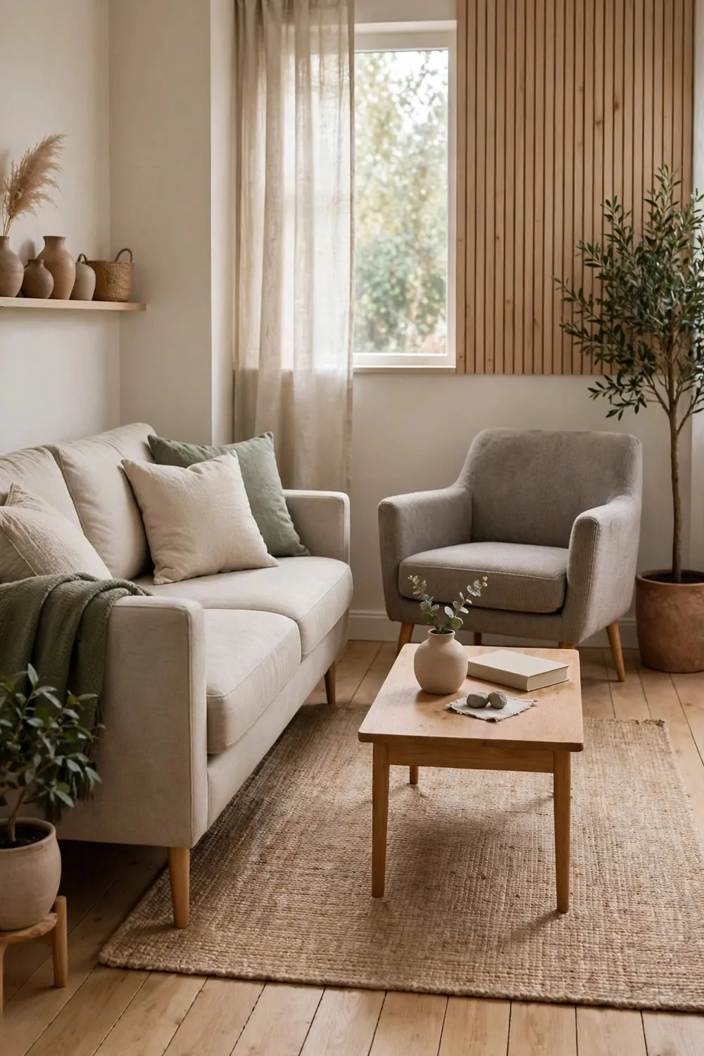 30 Design Ideas to Steal for Every Room in Your Home 21 A small living room with a sofa and armchair on slim visible legs showing the floor beneath