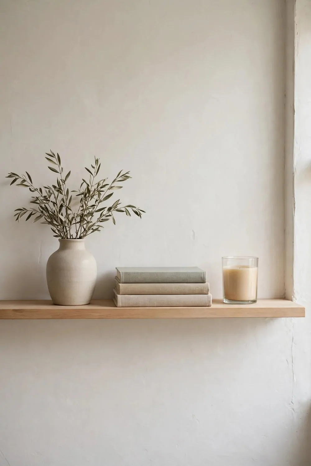 30 Design Ideas to Steal for Every Room in Your Home 25 A calm uncluttered living room shelf with empty space around a few favorite objects