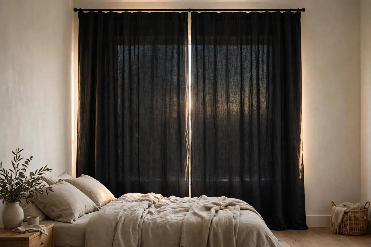 30 Home Inspiration Ideas for Every Room in the House 9 Bedroom with dark blackout curtains closed over a window