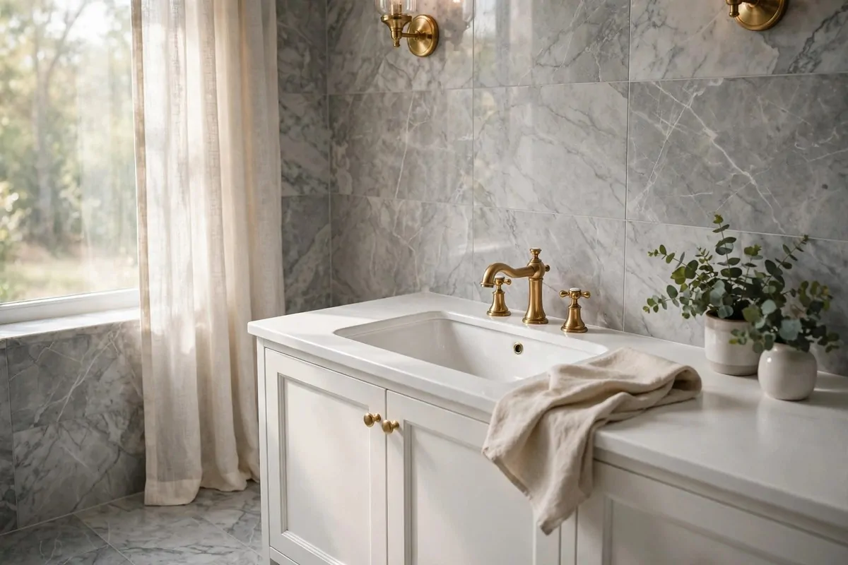 30 Home Inspiration Ideas for Every Room in the House 14 Modern bathroom with a large rain showerhead and glass door