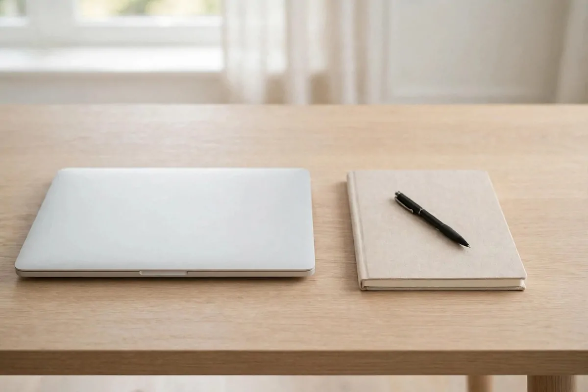 30 Office Ideas That Look Expensive but Cost Almost Nothing 29 Minimal tidy home office desk with clear surfaces, no people