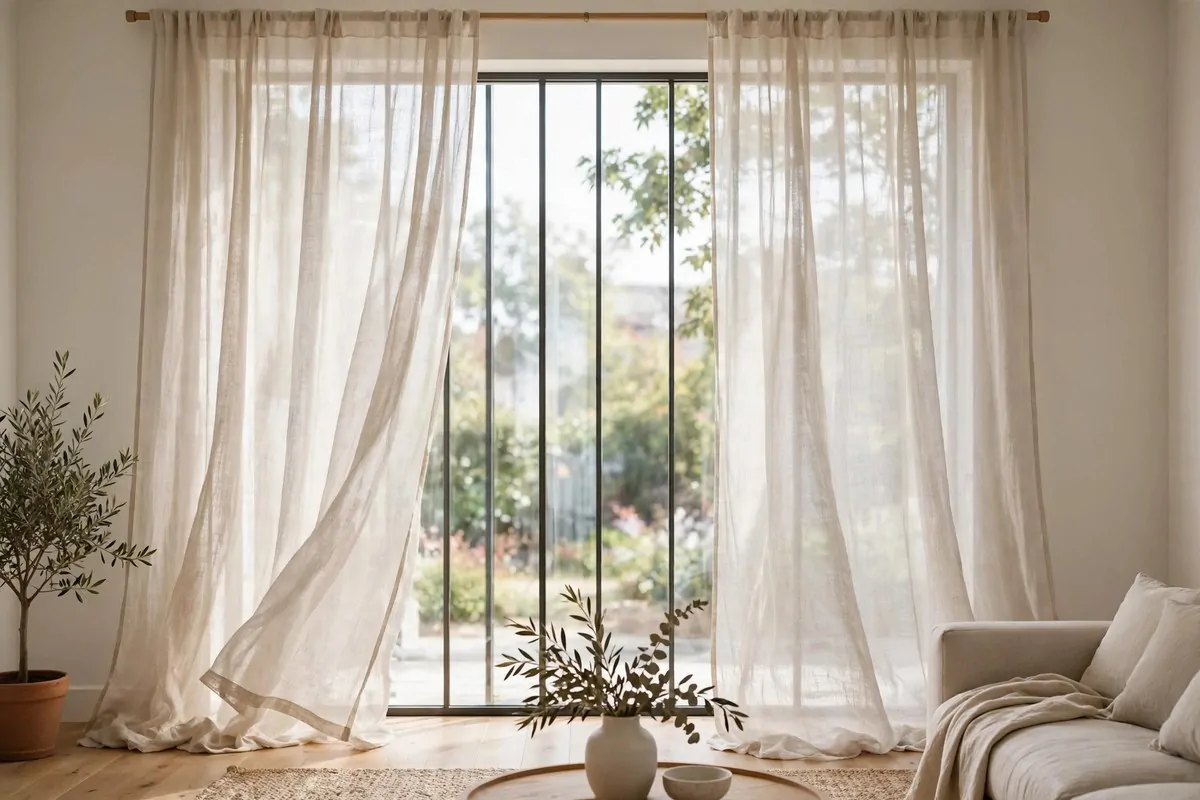 30 Room Decor Upgrades That Instantly Change the Mood 10 Sheer linen curtains at a bright window