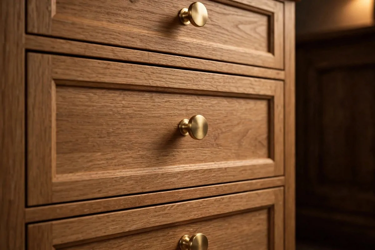 30 Room Decor Upgrades That Instantly Change the Mood 11 Wooden drawers with new brushed brass knob handles