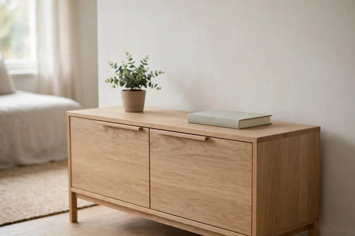 30 Room Decor Upgrades That Instantly Change the Mood 14 Clear minimal sideboard with just a plant and a book