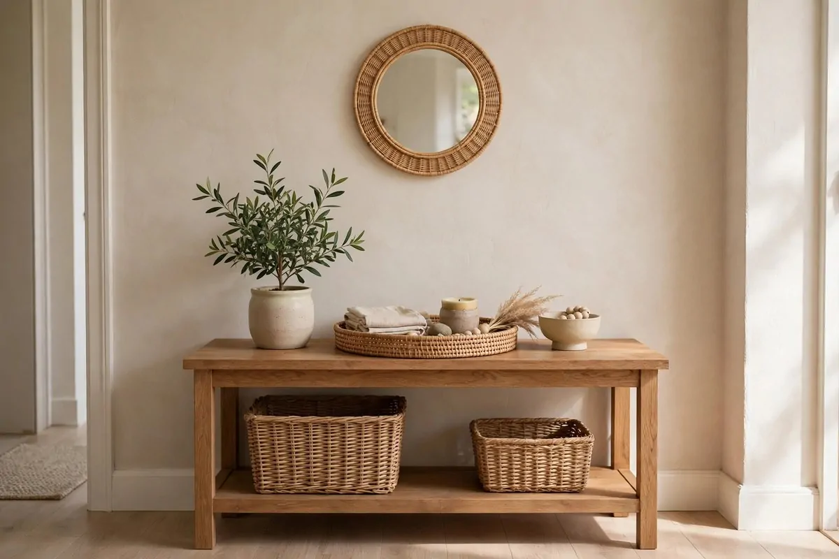 30 Room Decor Upgrades That Instantly Change the Mood 23 Styled entryway console with mirror, tray and plant