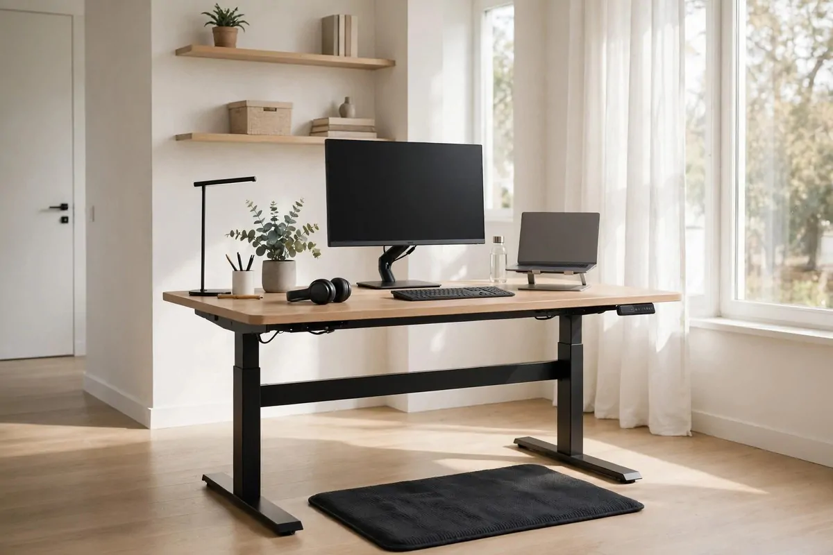 35 Home Office Inspiration Looks You'll Want to Copy Right Now 28 Standing desk setup in a bright home office