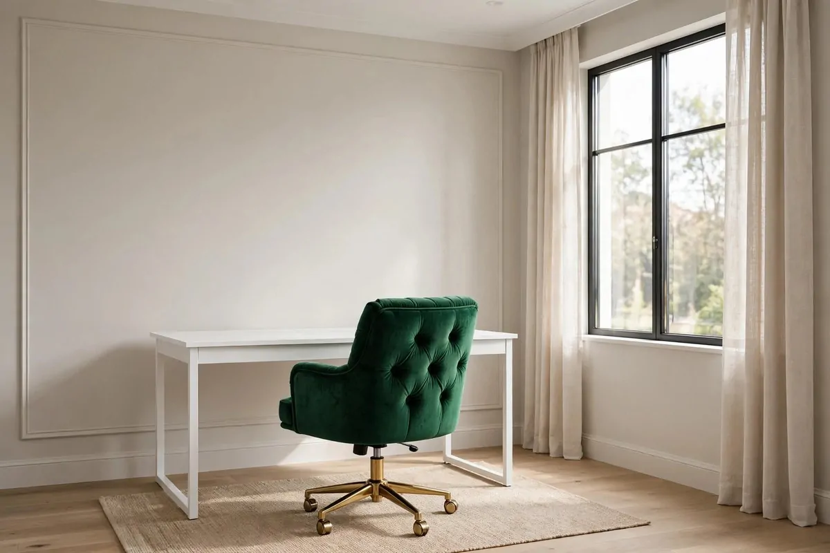 35 Home Office Inspiration Looks You'll Want to Copy Right Now 31 Statement desk chair as the focal point of a home office
