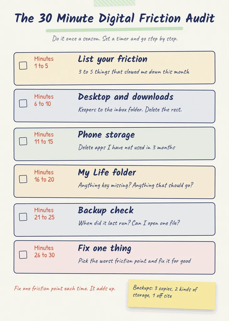 How to Organize My Digital Life 2 digital friction audit checklist