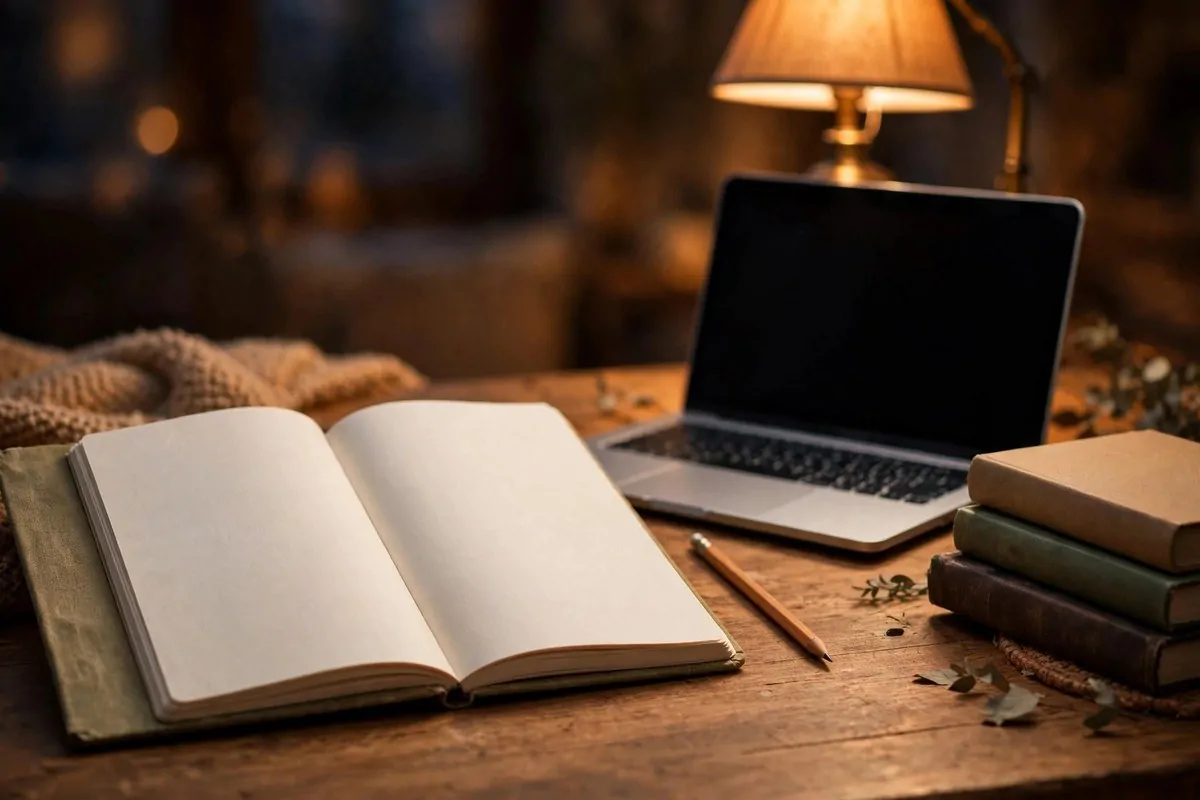 How to Organize My Career Goals 2 Open notebook and pencil beside a laptop and a stack of books