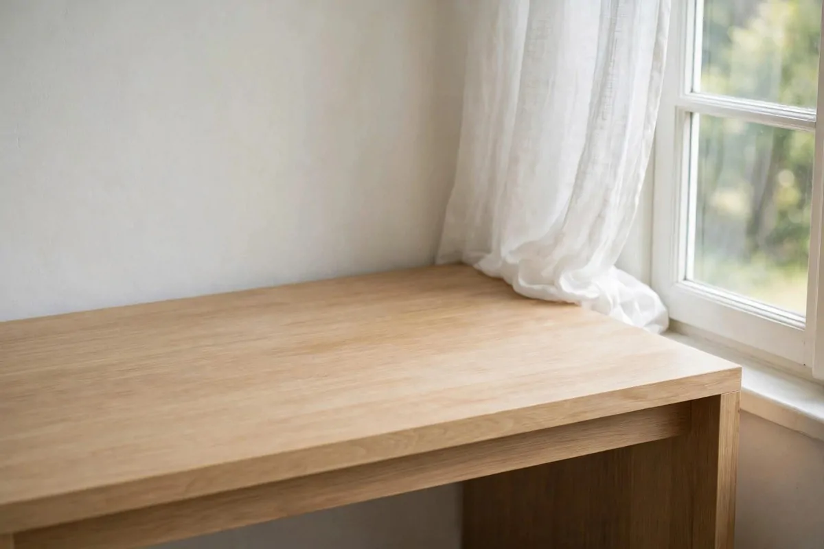 How to Organize My Home Office for Productivity 1 Empty clean home office desk by a window, fresh start