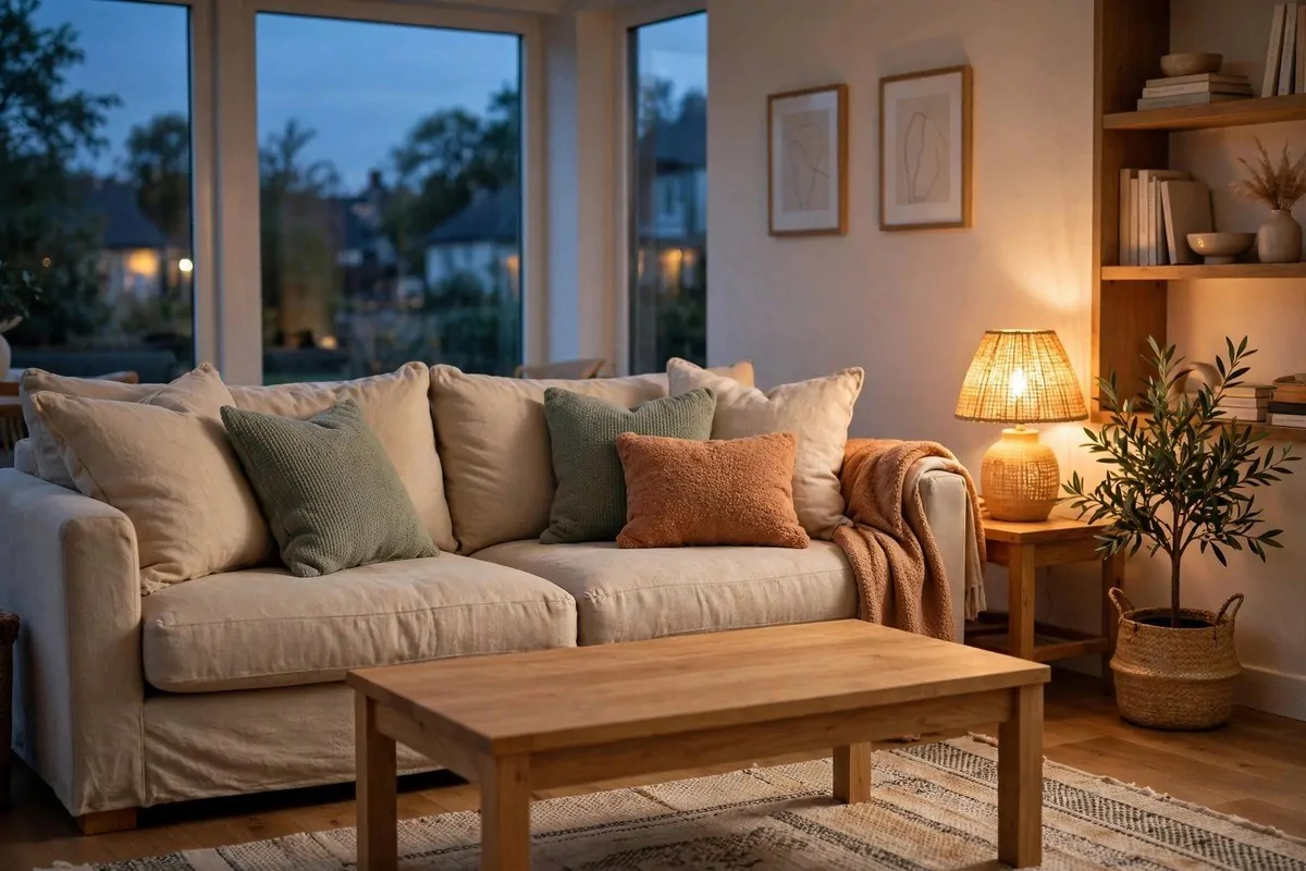 How to Organize My Household Responsibilities 5 Tidy living room with plump cushions at dusk