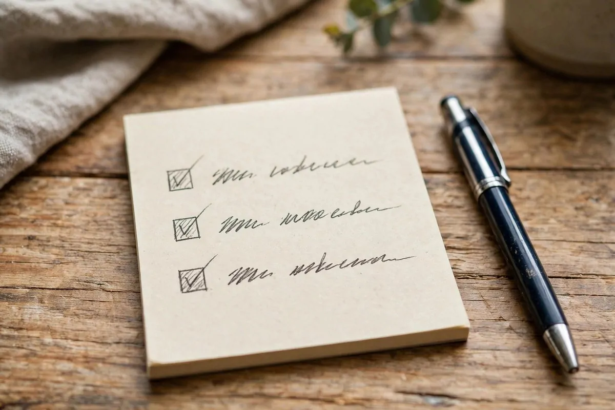 How to Organize My Life After Having a Baby 4 A simple handwritten to-do list with only three short tasks on a notepad