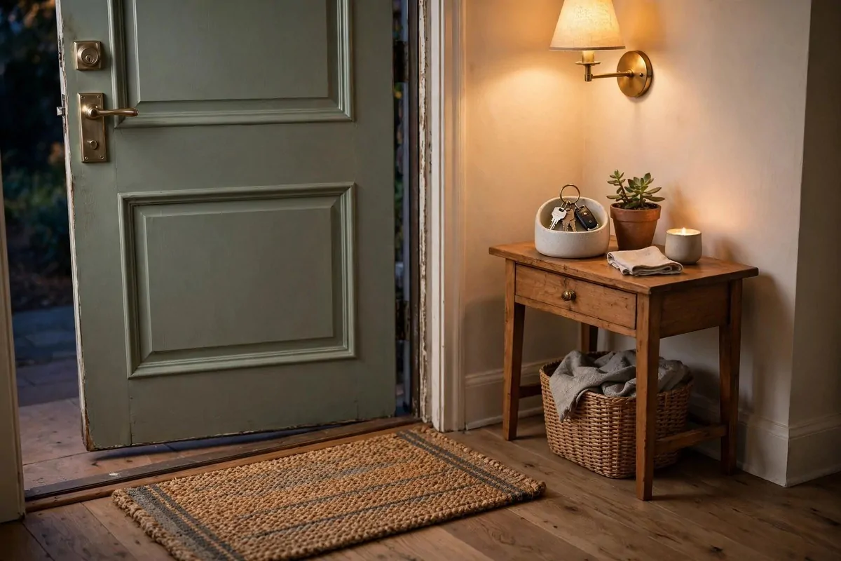 A new front door with a key tray, showing a fresh start in a new home