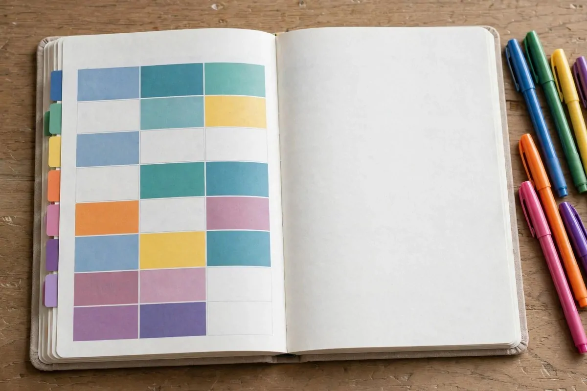 How to Stop Procrastinating and Get Organized 3 Weekly planner with colored time blocks and pens