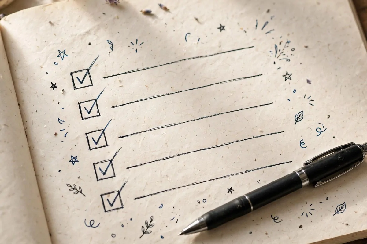 How to Stop Procrastinating and Get Organized 5 Notebook checklist with checkmarks and a pen