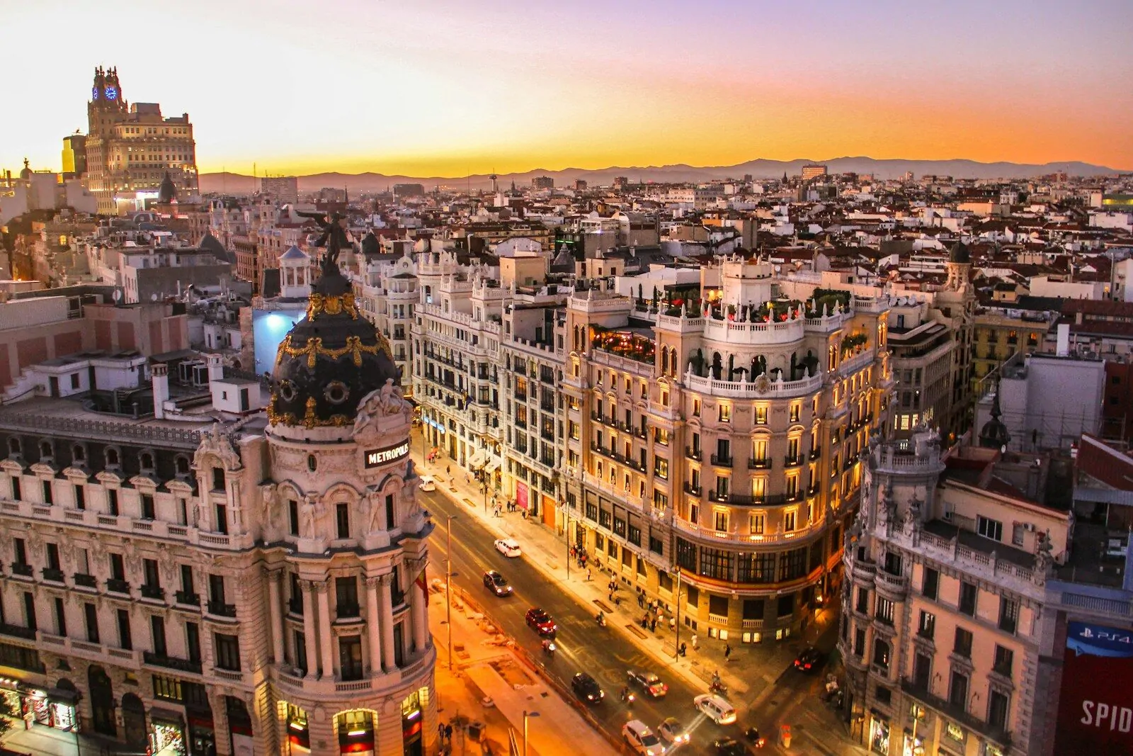 26 Countries Start With S, I Named 10 and Gave Up, How Many Can You Get? 1 An aerial view of the Metropolis building and Gran Via in Madrid at low sun